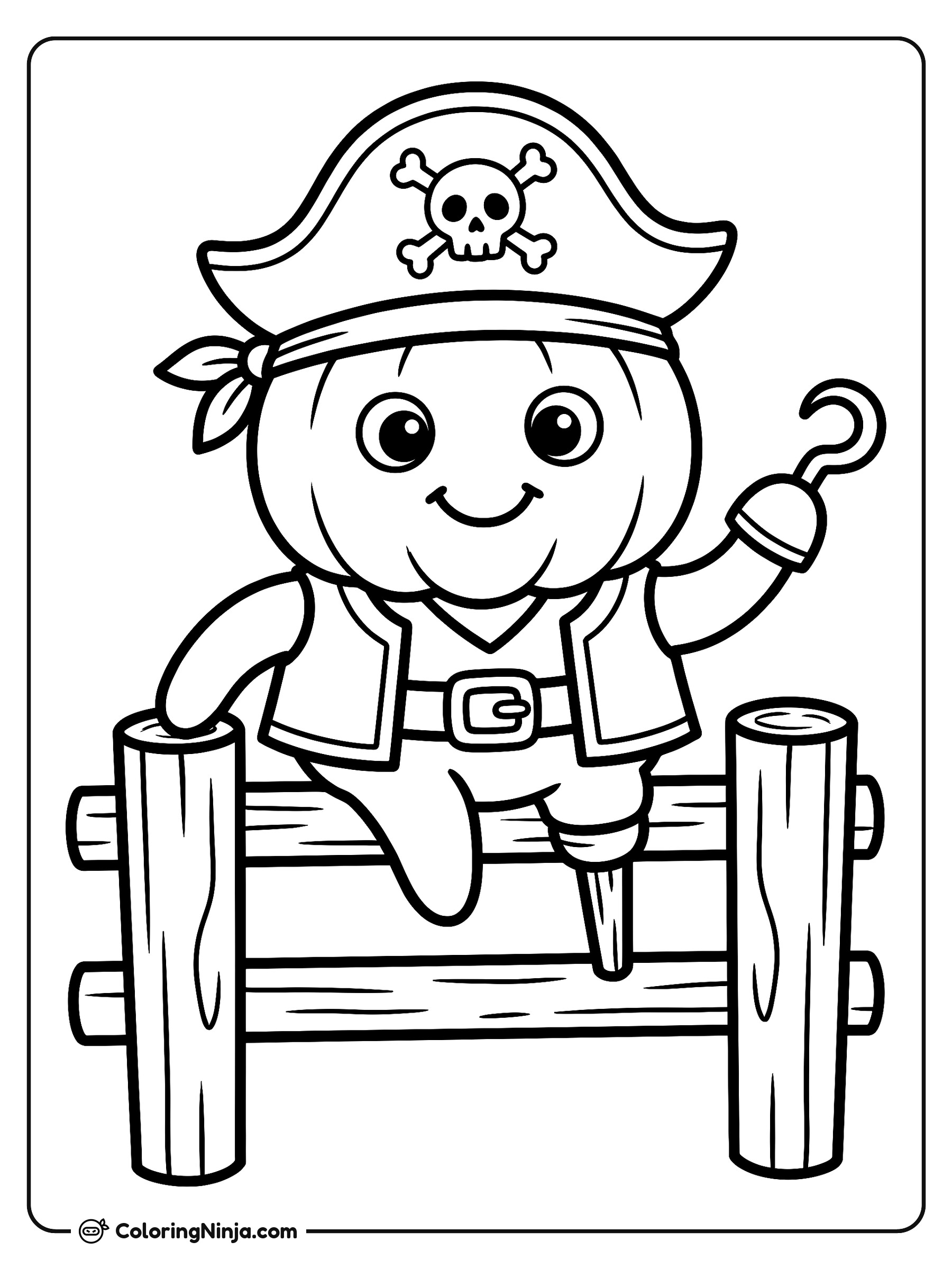 The Friendly Pirate Pumpkin Coloring Page