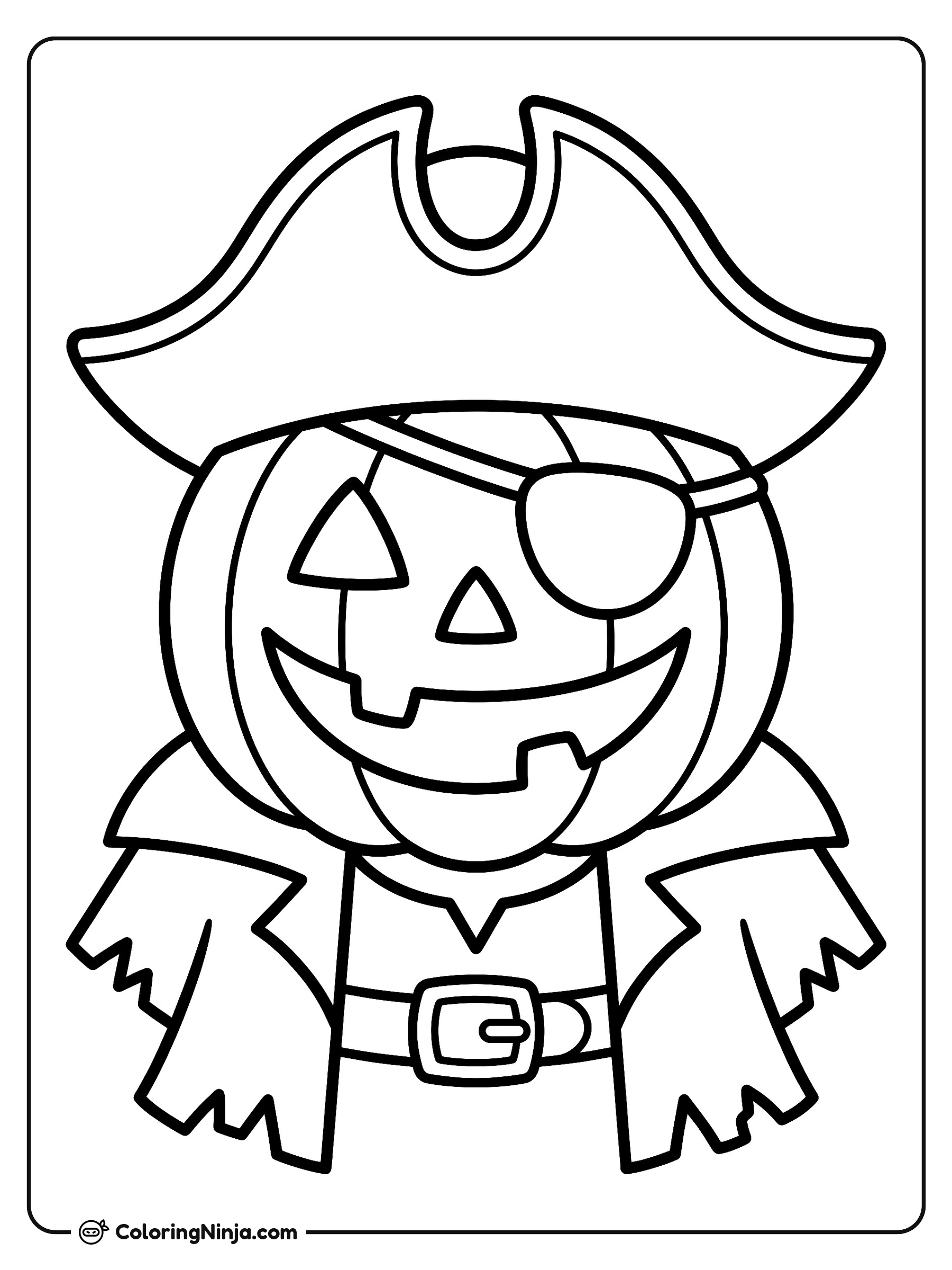 The Friendly Pirate Pumpkin Coloring Page