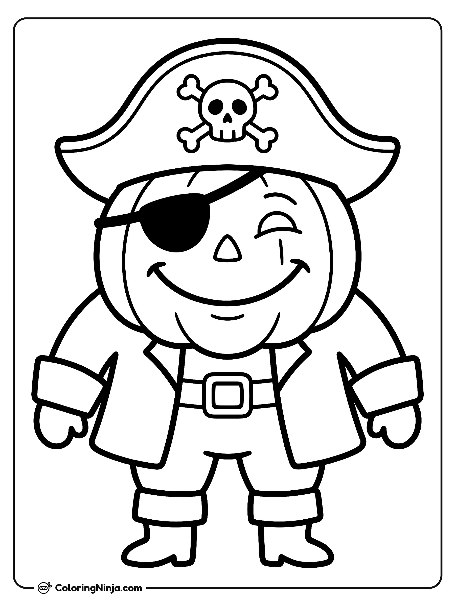 The Friendly Pirate Pumpkin Coloring Page