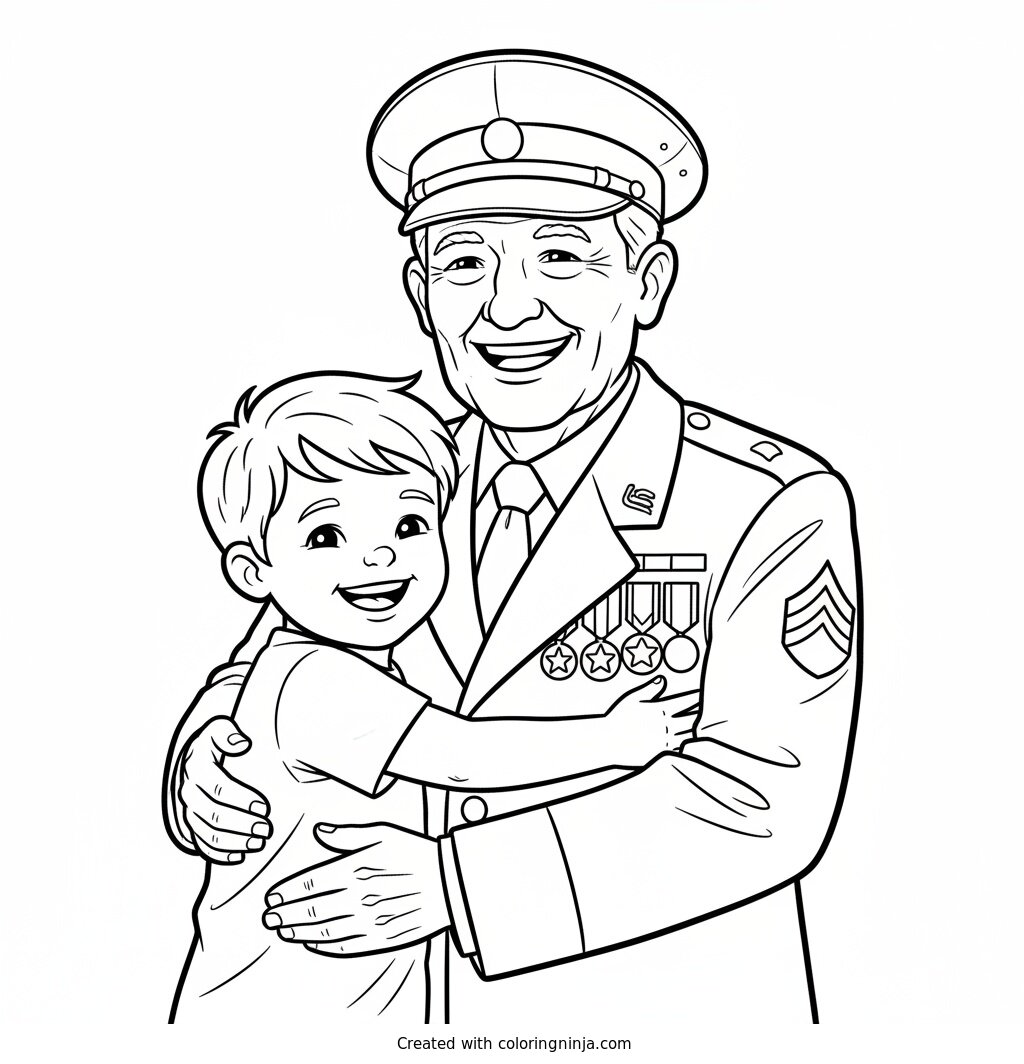A Welcoming Homecoming Hug Coloring Page