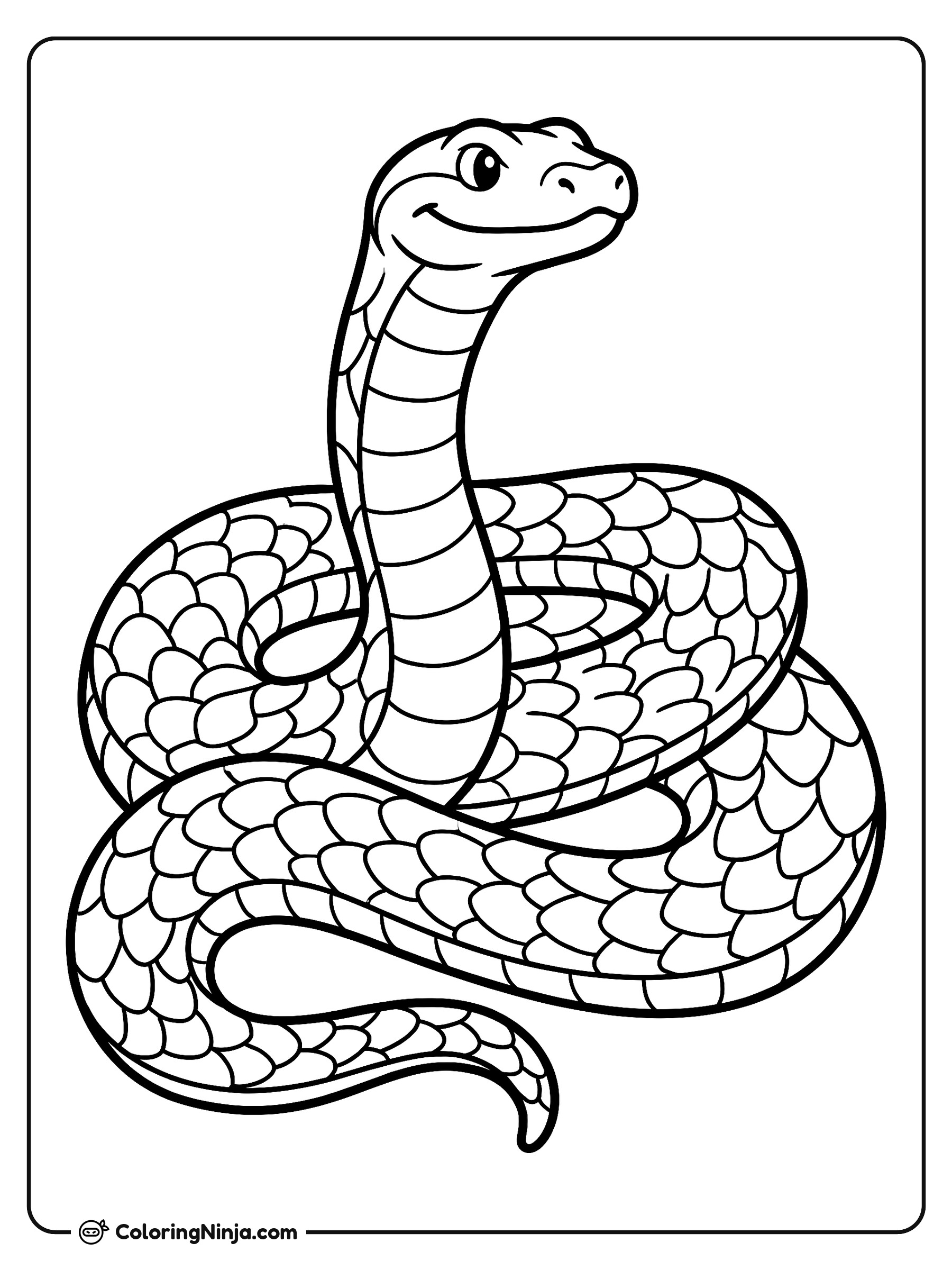 Serpiente amigable con la cabeza levantada: dibujo para colorear