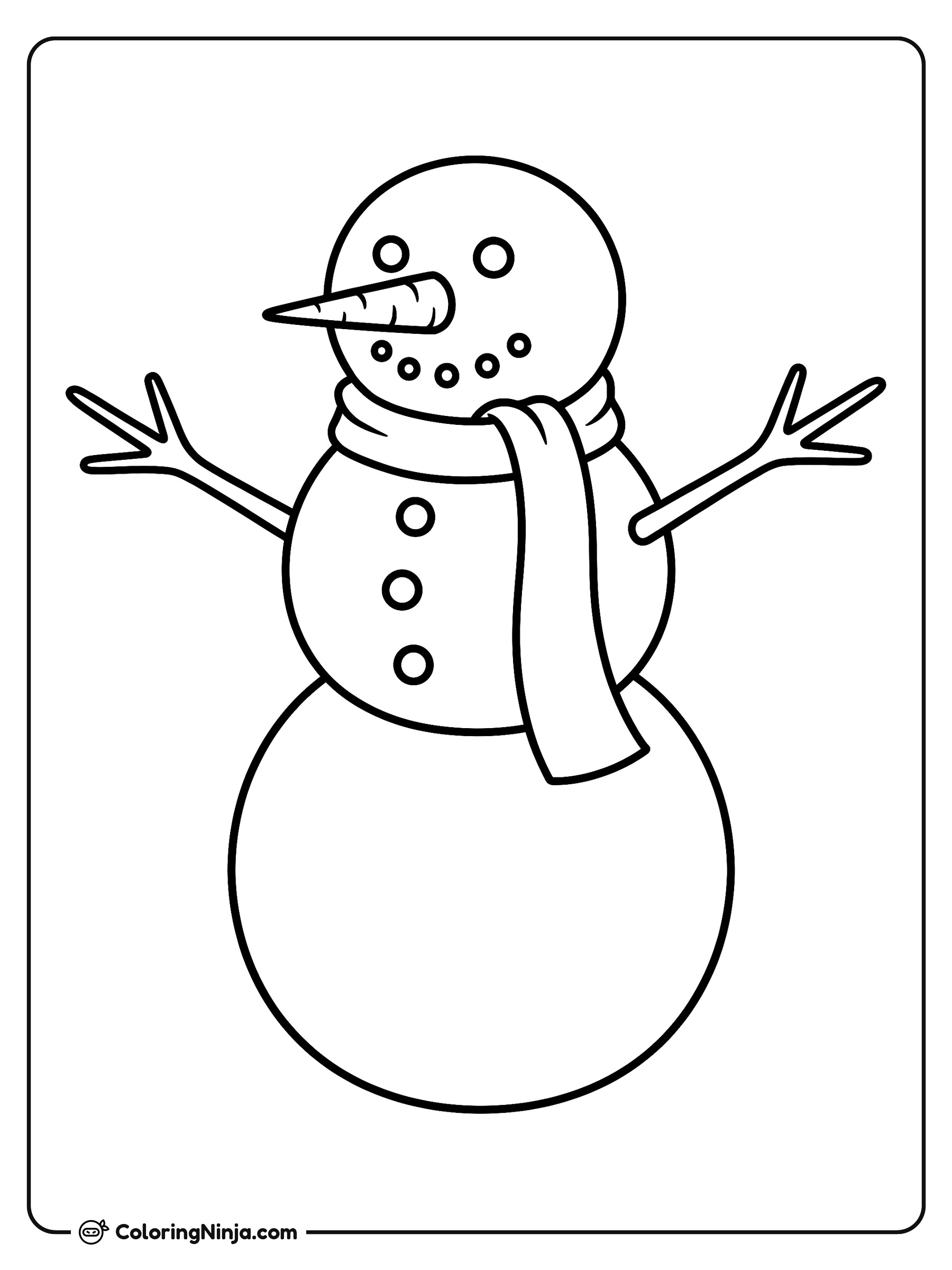Un Muñeco de Nieve Sonriente: dibujo para colorear