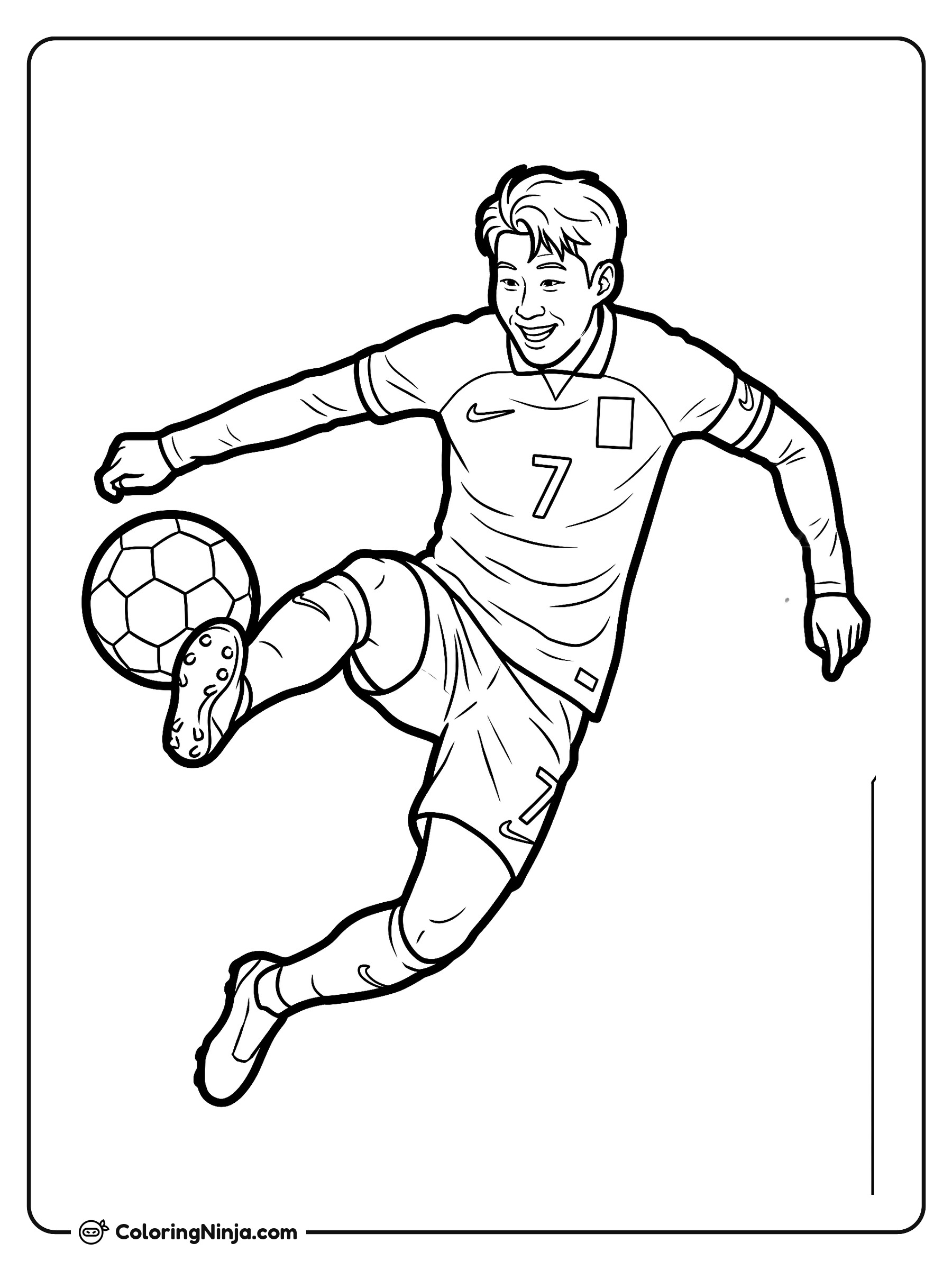 Son Heung-min Mid-Air Kick Coloring Page