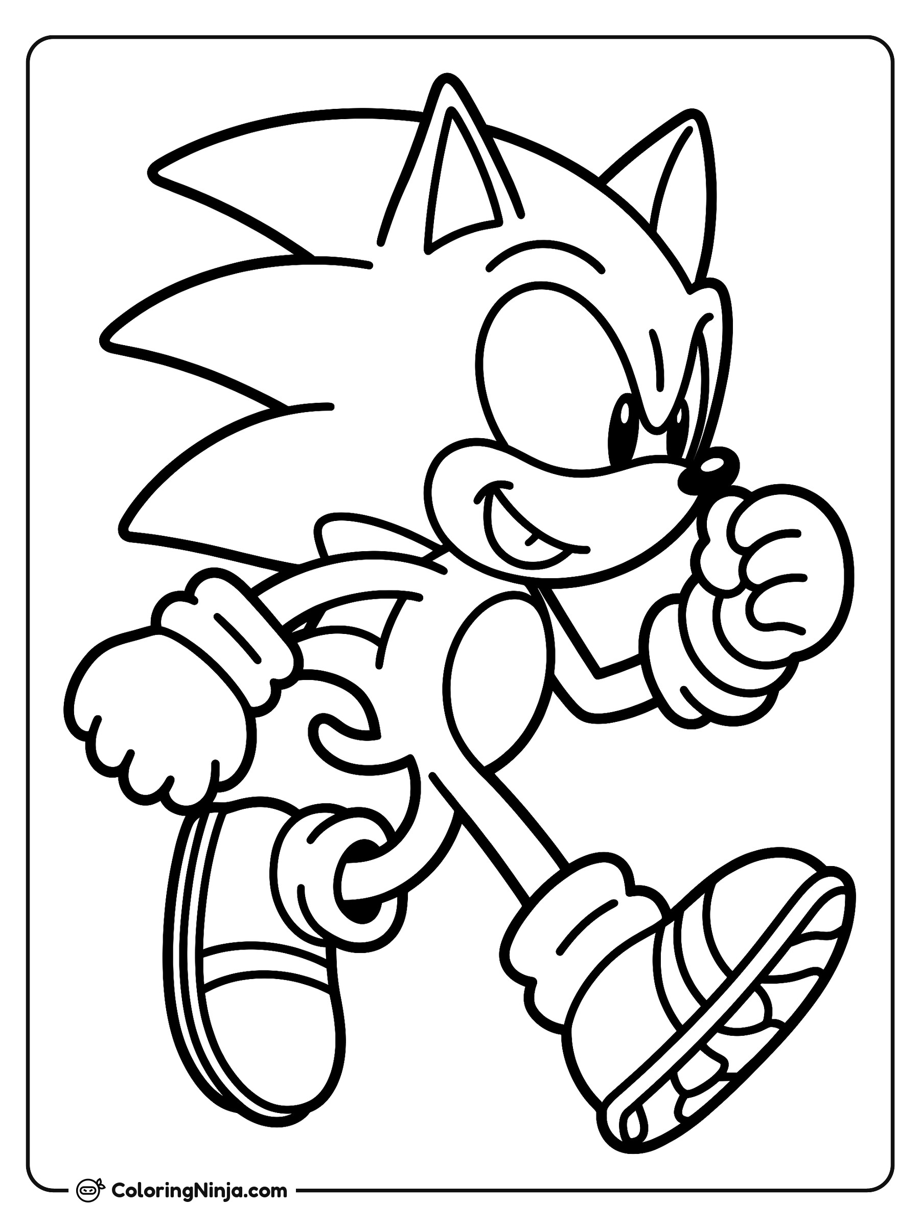 Sonic corriendo con una gran sonrisa: dibujo para colorear