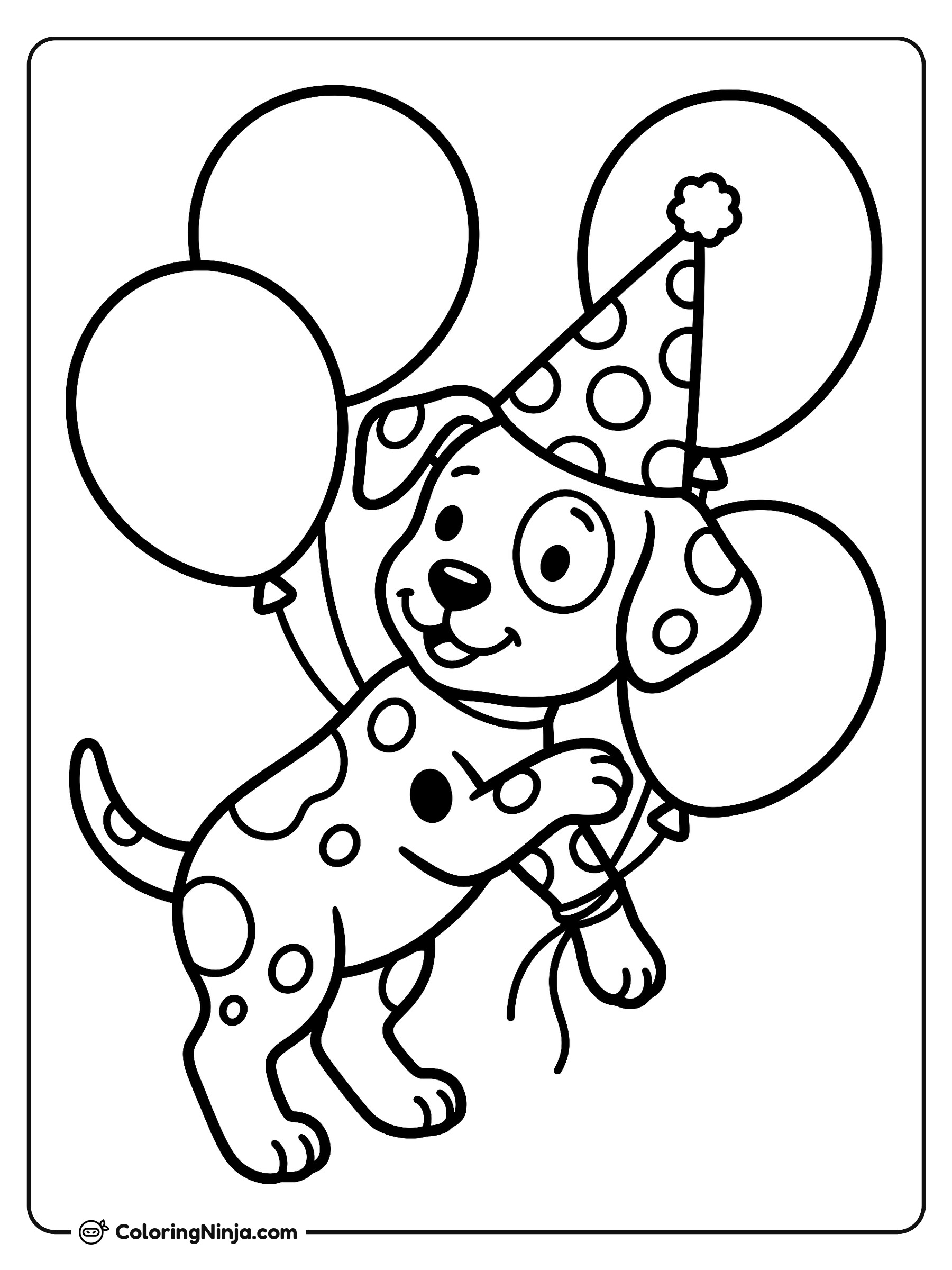 Playful Puppy Party Time Coloring Page