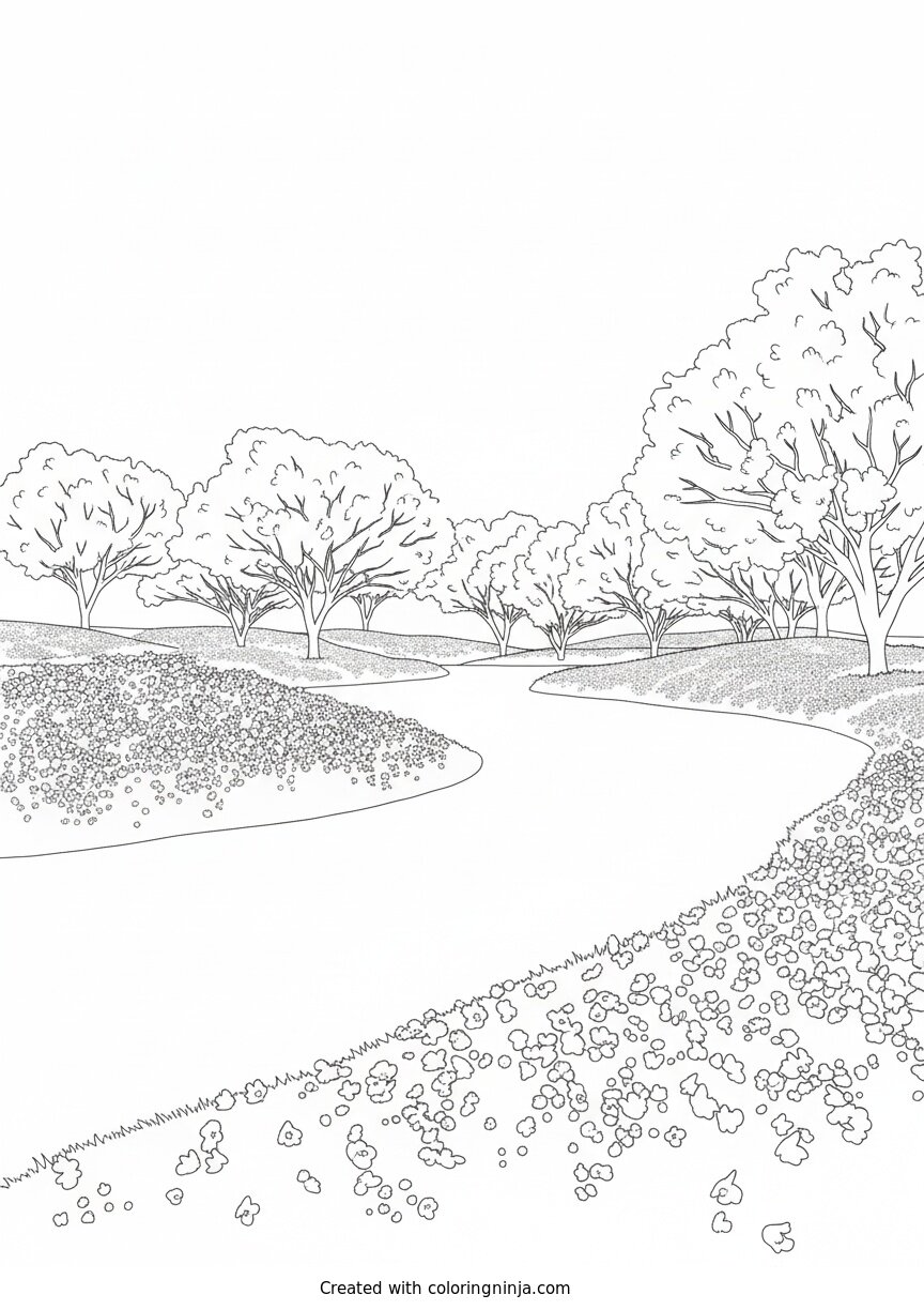 Coloring page of spring