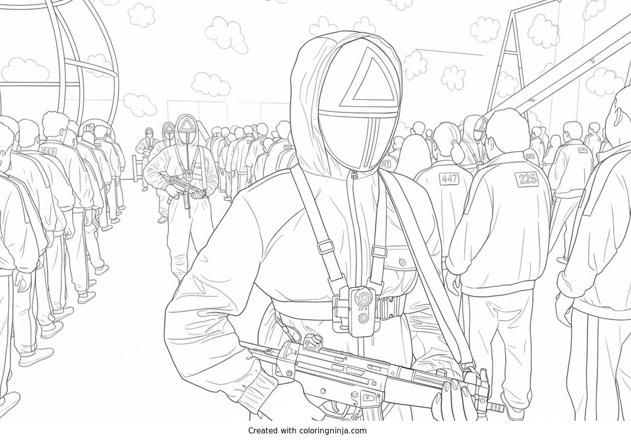 Coloring page of squid game