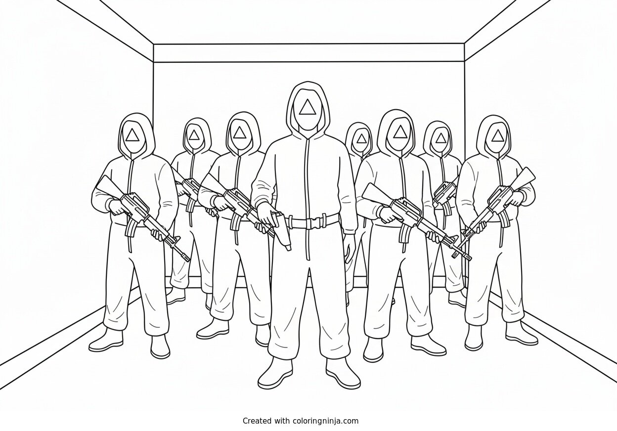 Coloring page of squid game