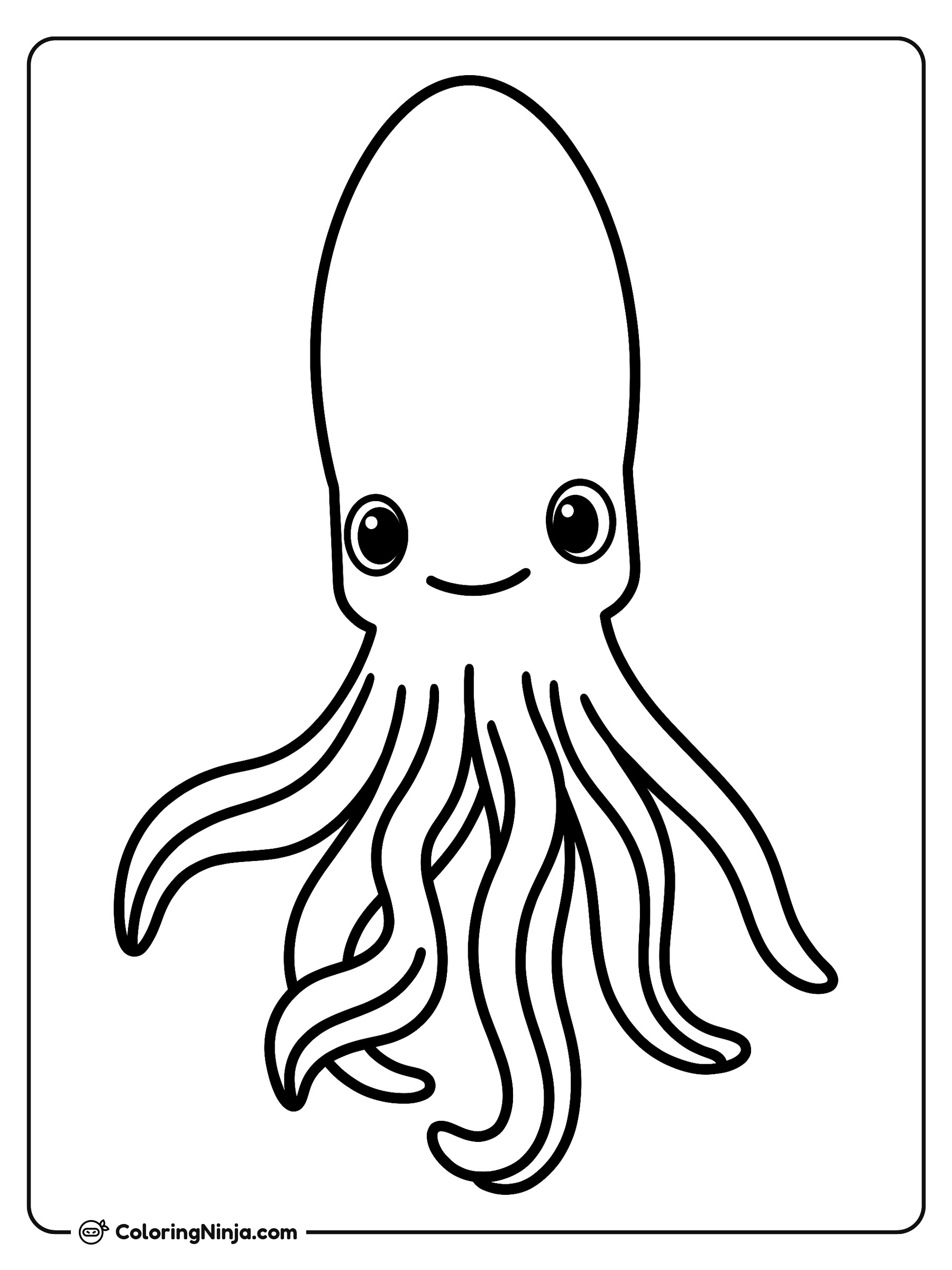 Calamar tierno al estilo Squid Game: dibujo para colorear