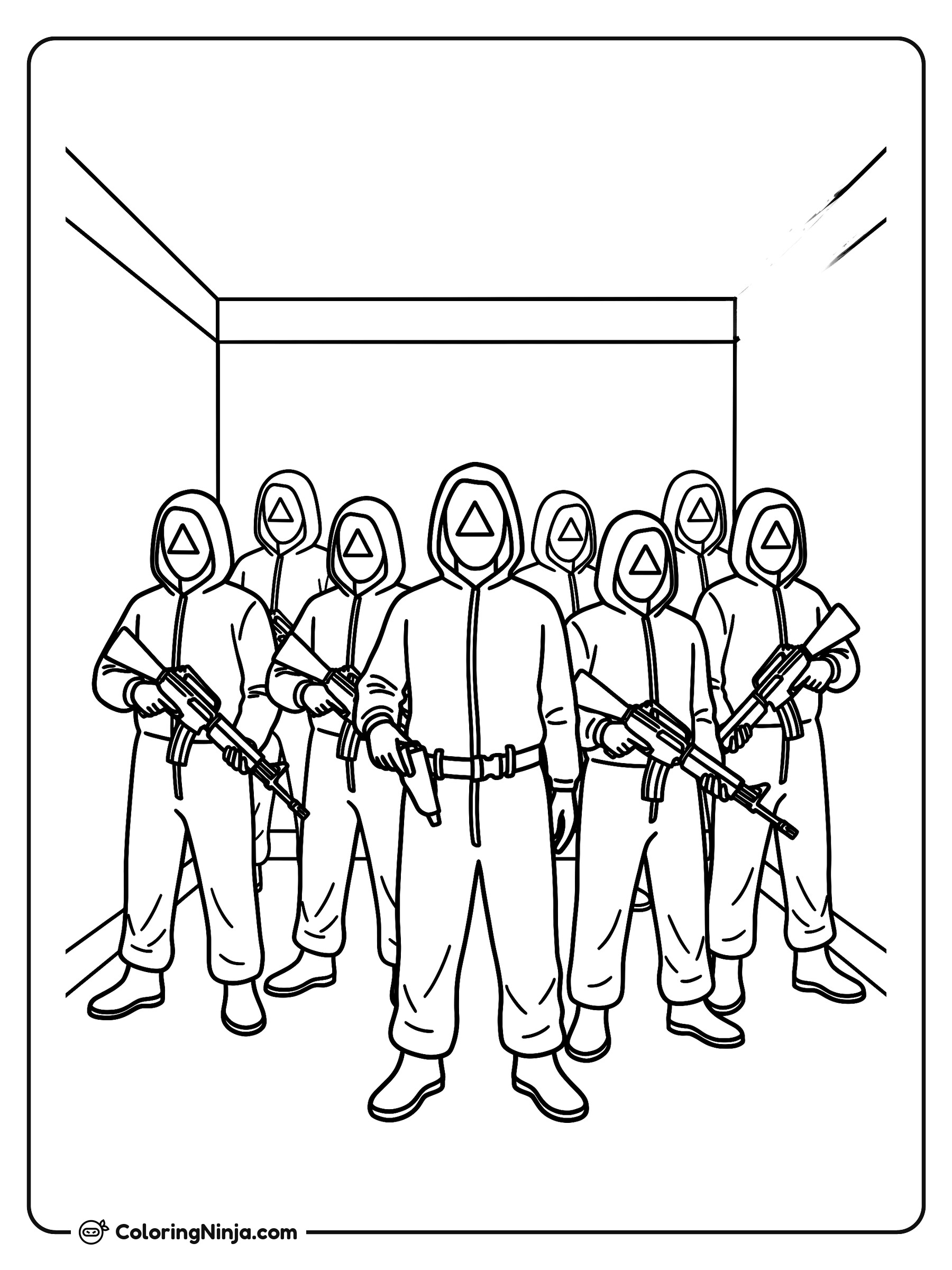 Guardias de Squid Game Reunidos: dibujo para colorear