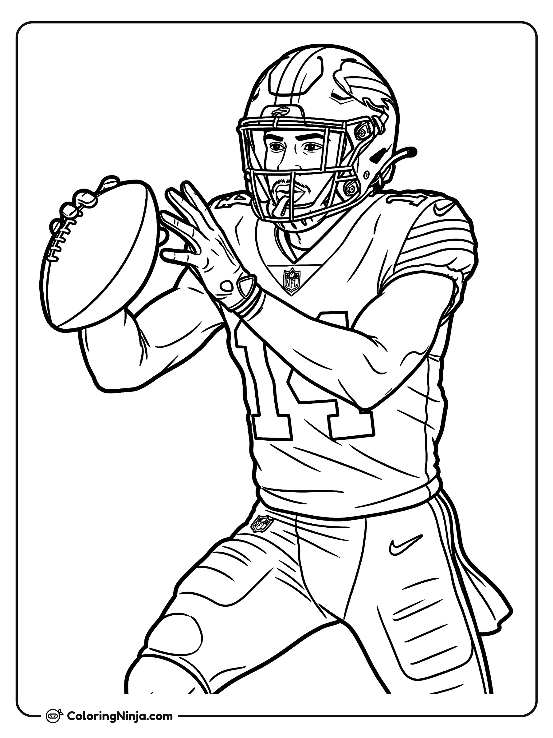 Stefon Diggs atrapando el balón: dibujo para colorear