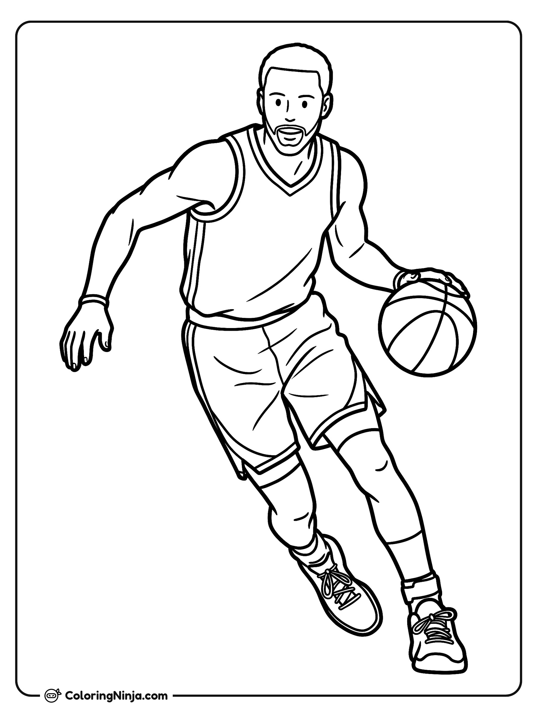 Steph Curry botando el balón: dibujo para colorear