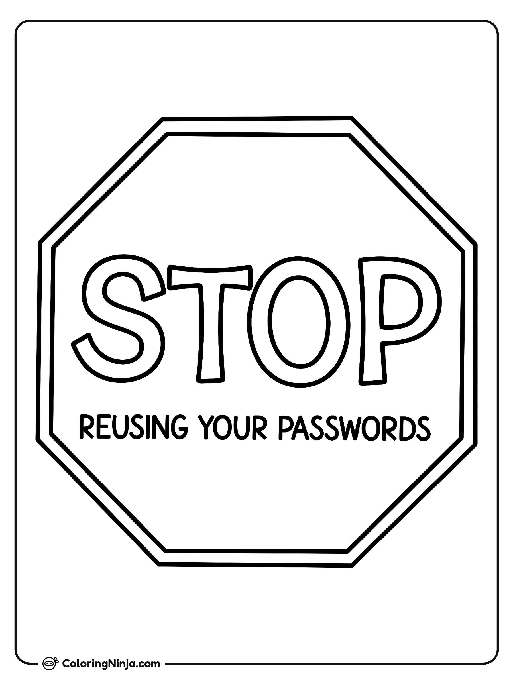 A Friendly Cyber Stop Sign Coloring Page