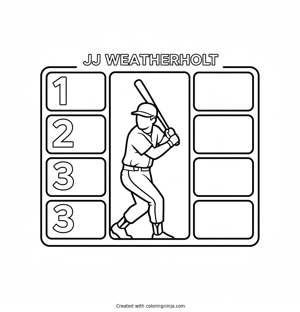 Stratomatic Card Jj Weatherholt 1,2,3 Coloms Coloring Page