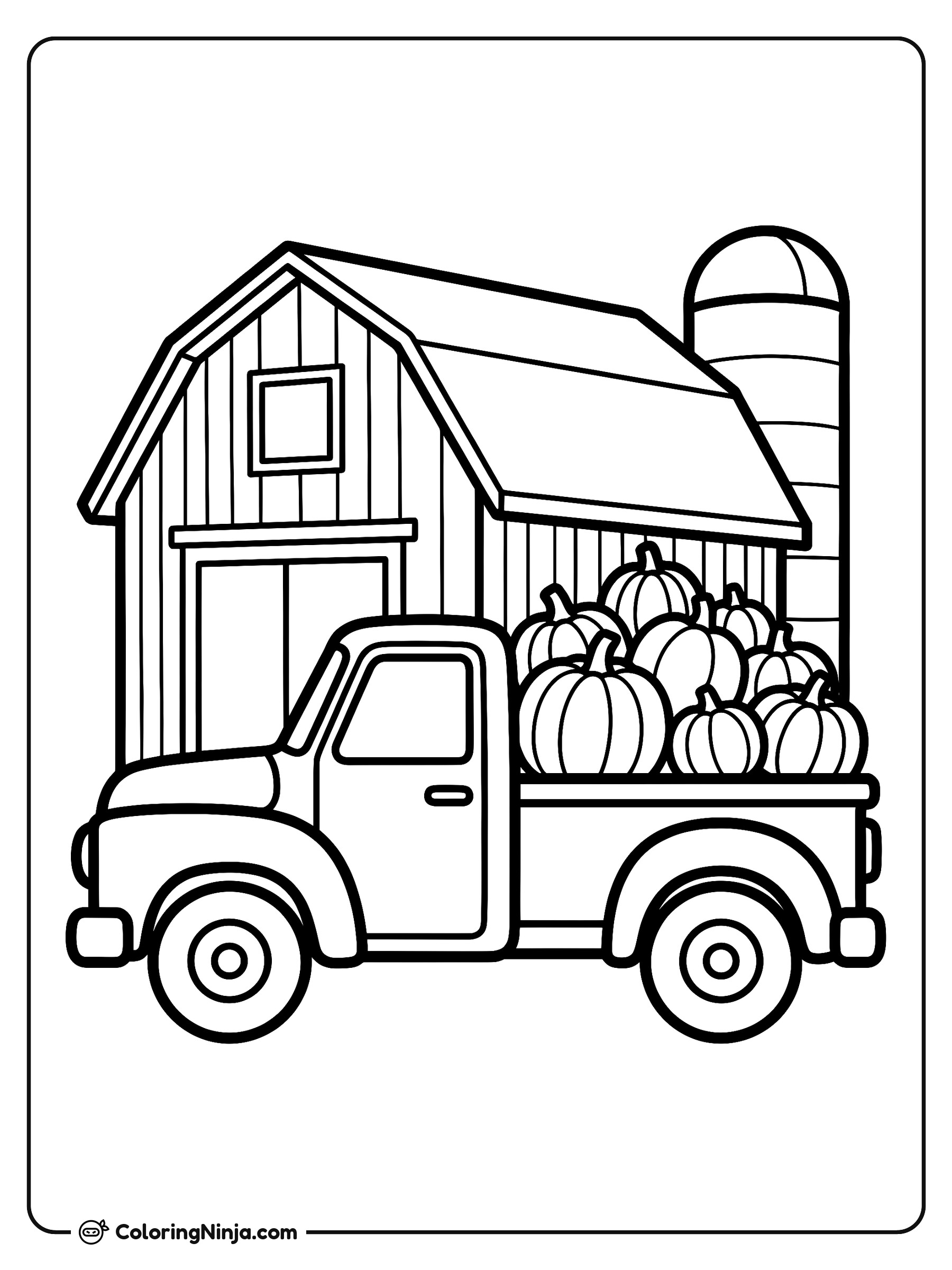 Pickup Truck Harvest Drive Coloring Page