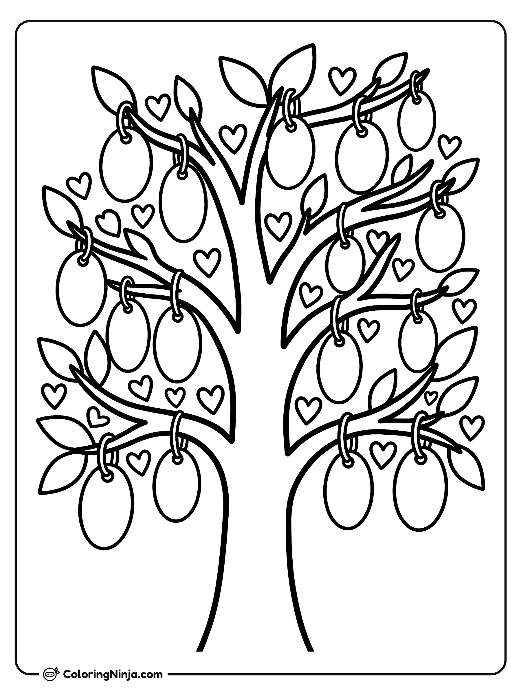 Thankful Hearts Gratitude Tree Coloring Page