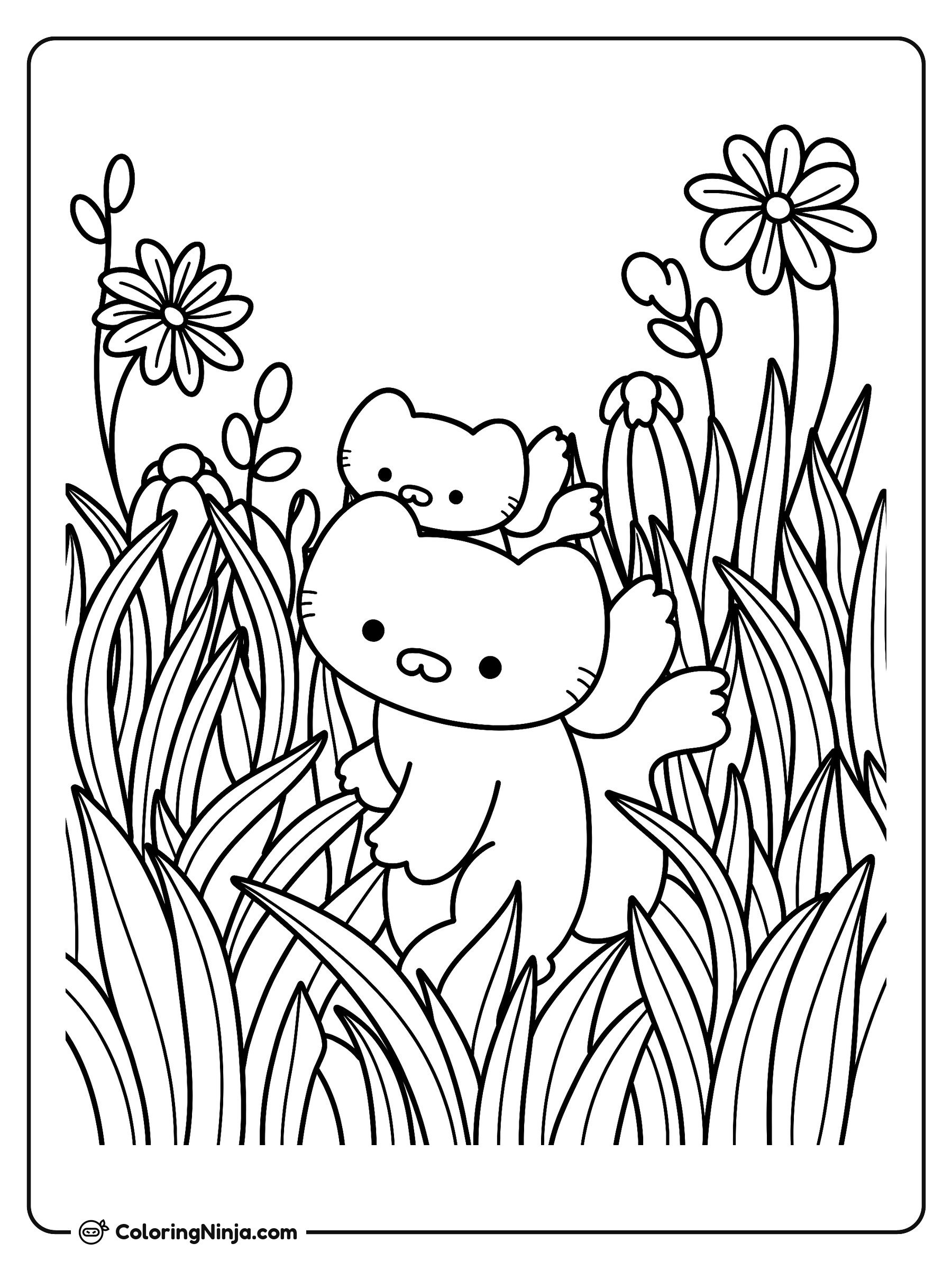 Ardilla de verano en el pasto alto: dibujo para colorear