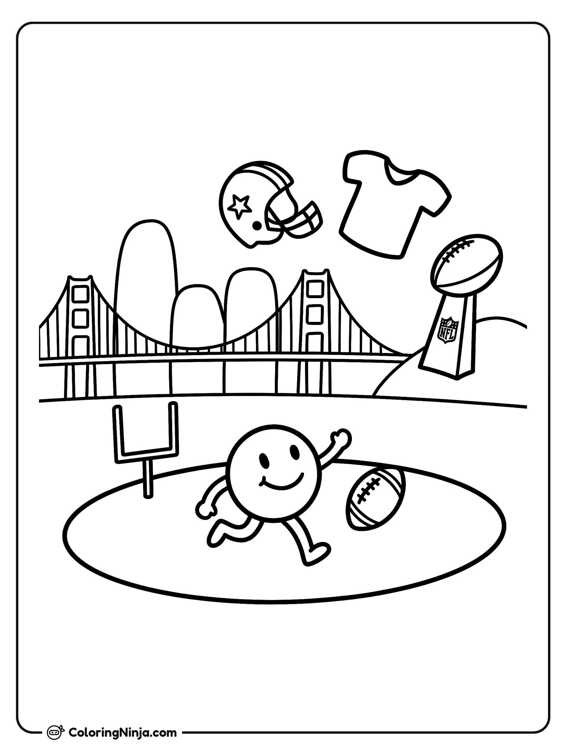 Super Bowl en San Francisco: dibujo para colorear