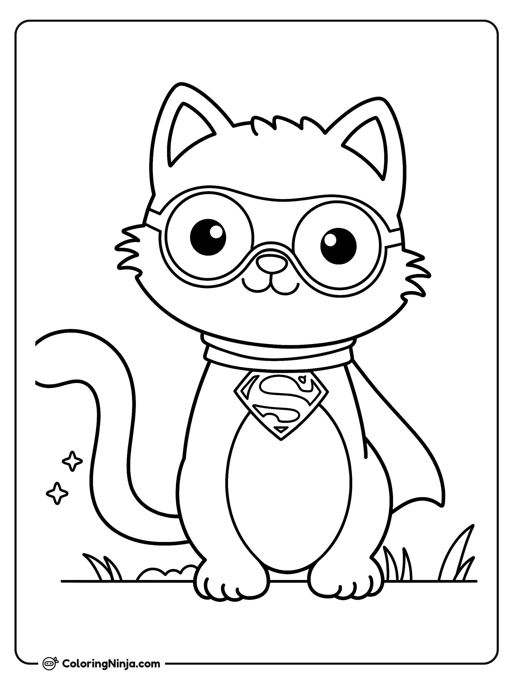 El tierno Super Gato: dibujo para colorear