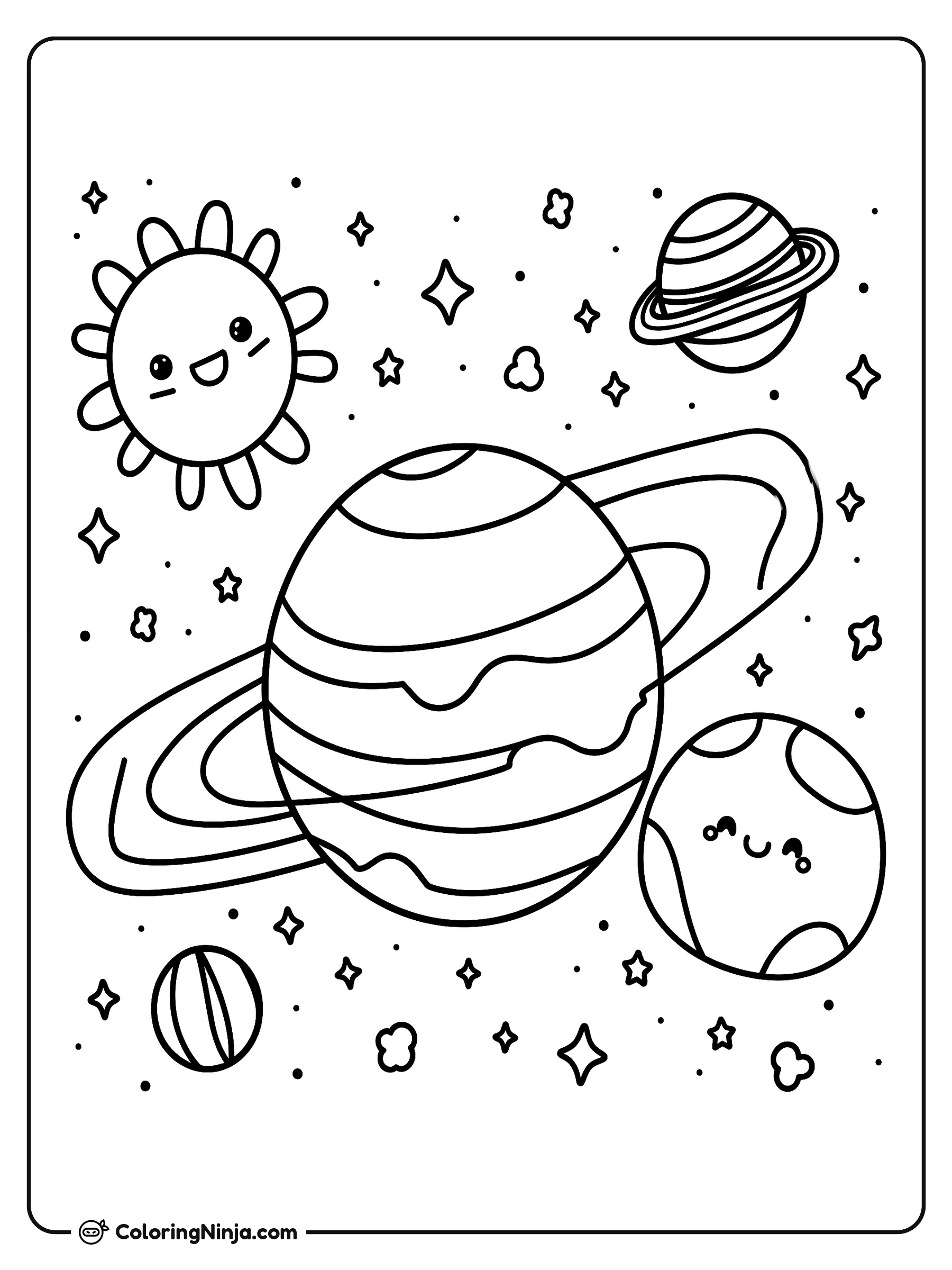 Aventura Tierna en el Sistema Solar: dibujo para colorear