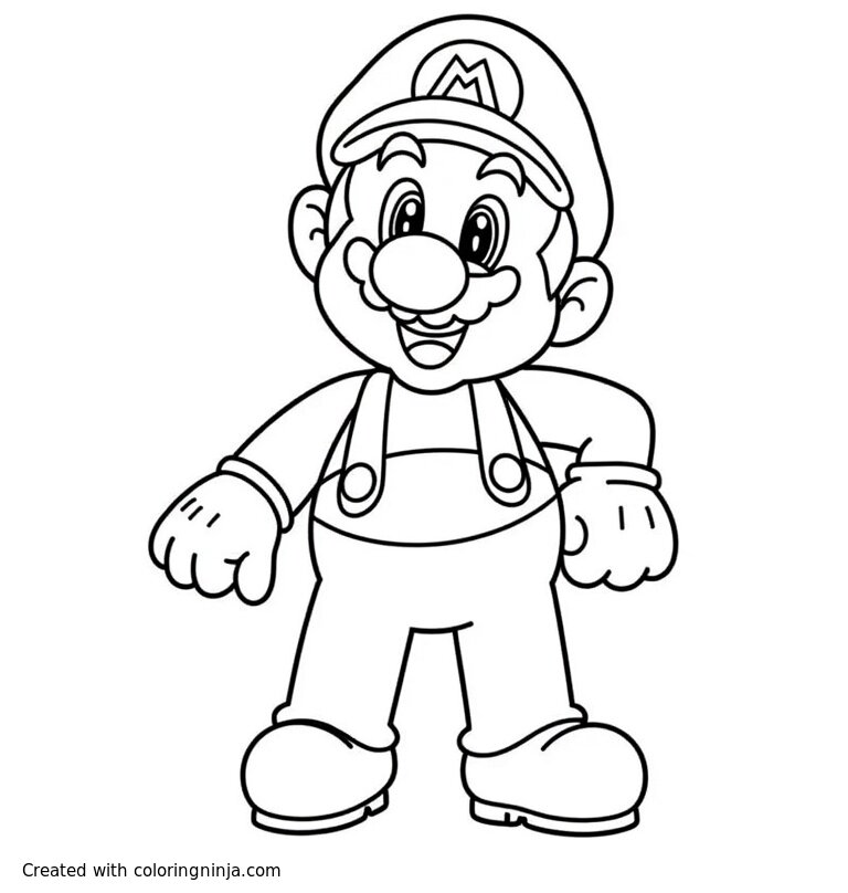 A coloring page of super mario