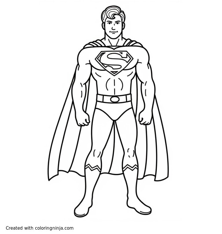 A coloring page of superman