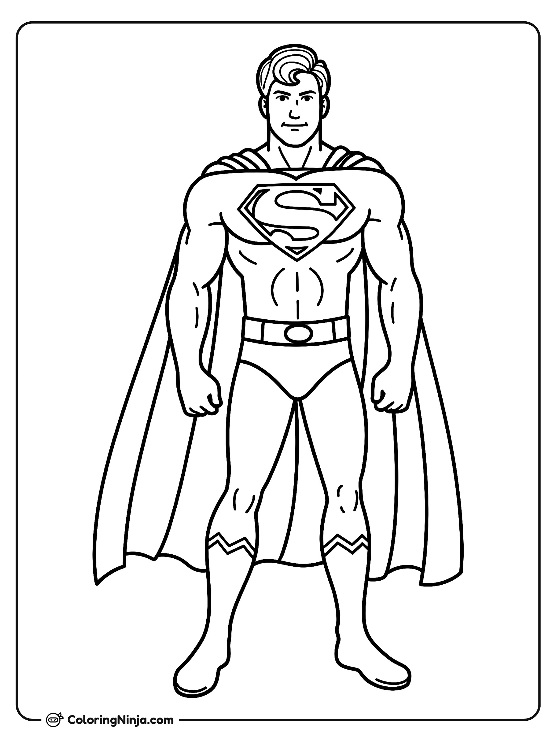 Superman en postura heroica: dibujo para colorear