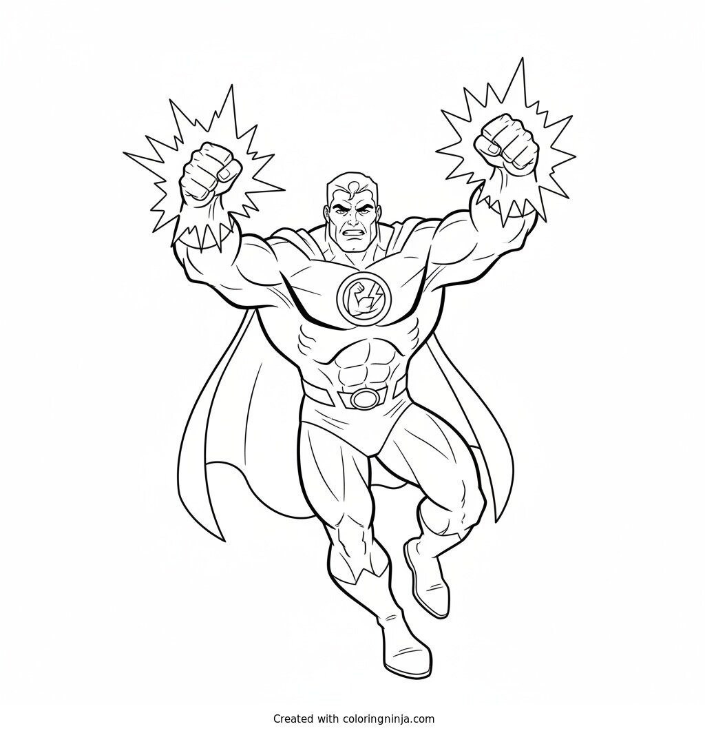 Coloring page of superthing pow power
