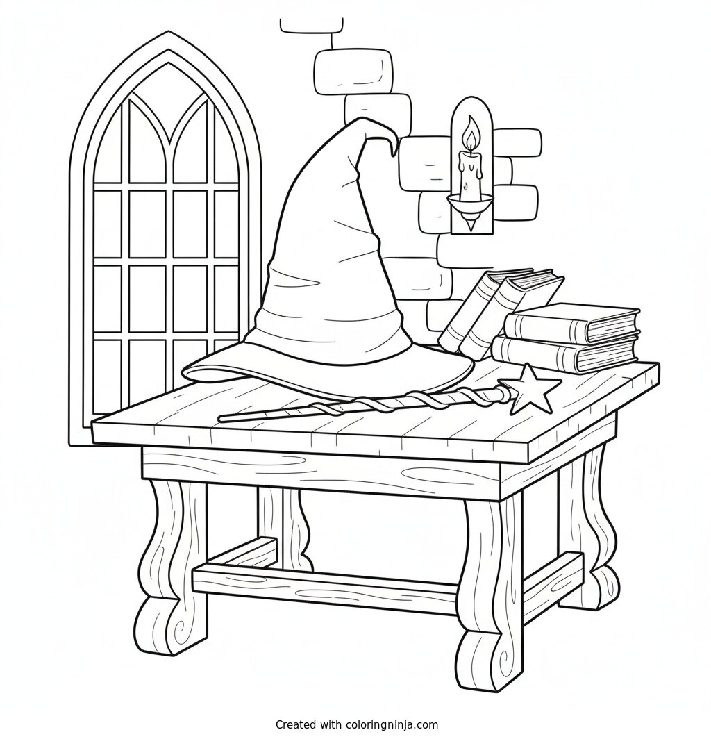 The Castle Wizard Workshop Coloring Page