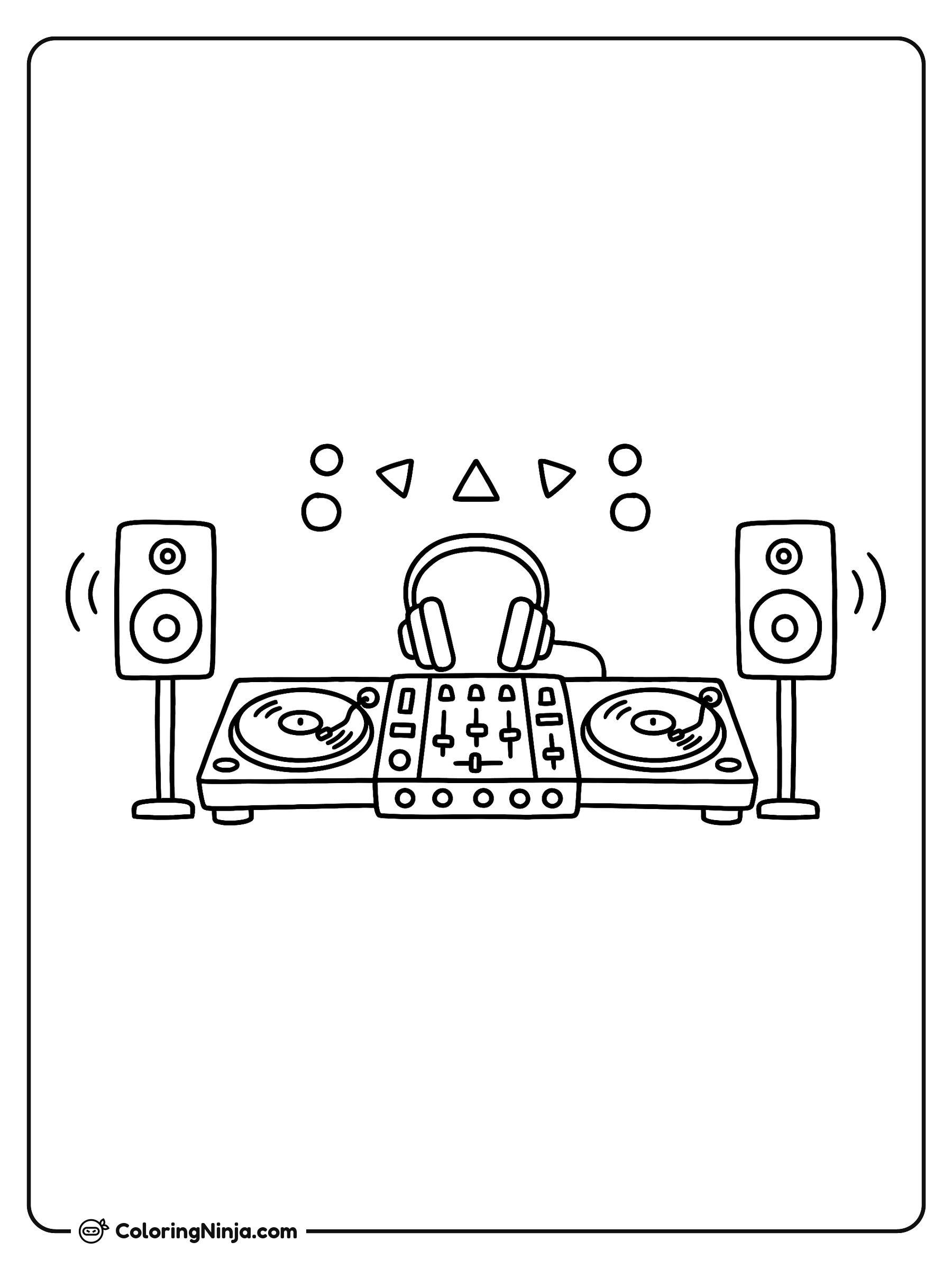 Equipo de Música para DJ Techno: dibujo para colorear