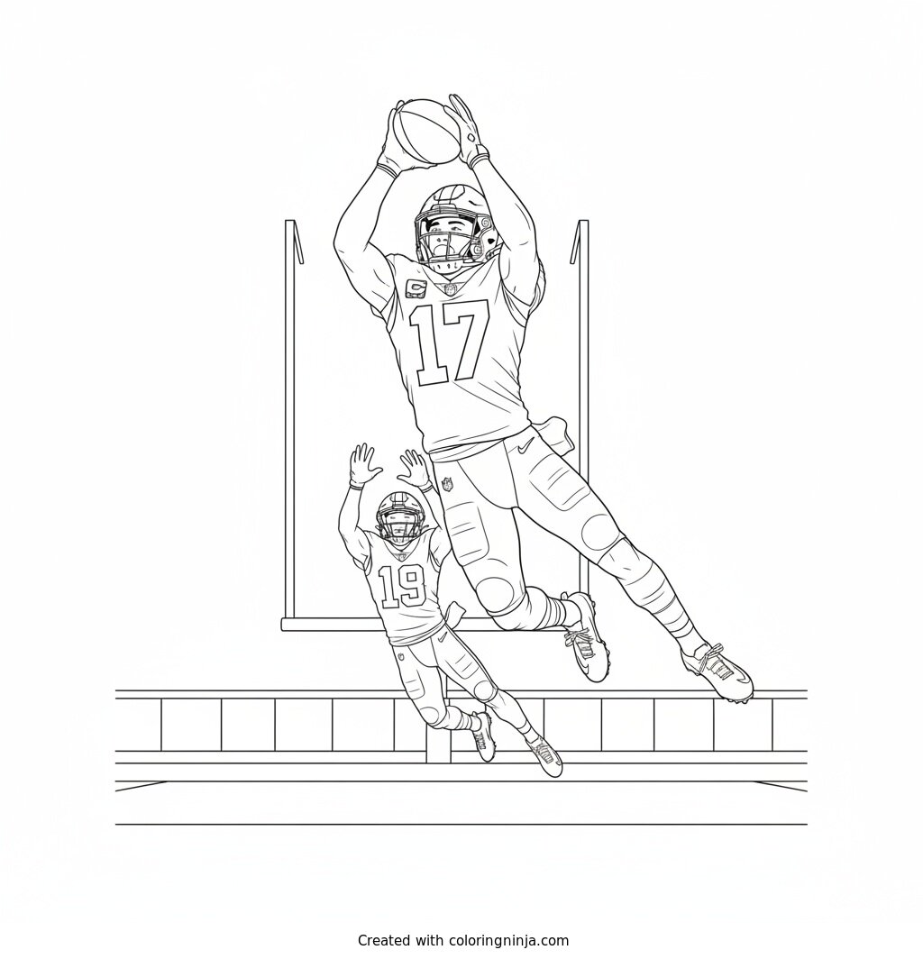 Terry McLaurin High Flying Catch Coloring Page