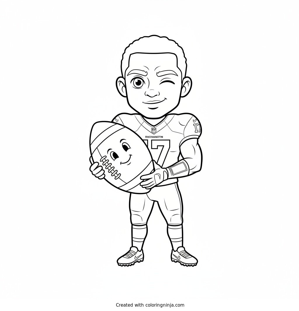 Terry McLaurin Friendly Cartoon Star Coloring Page