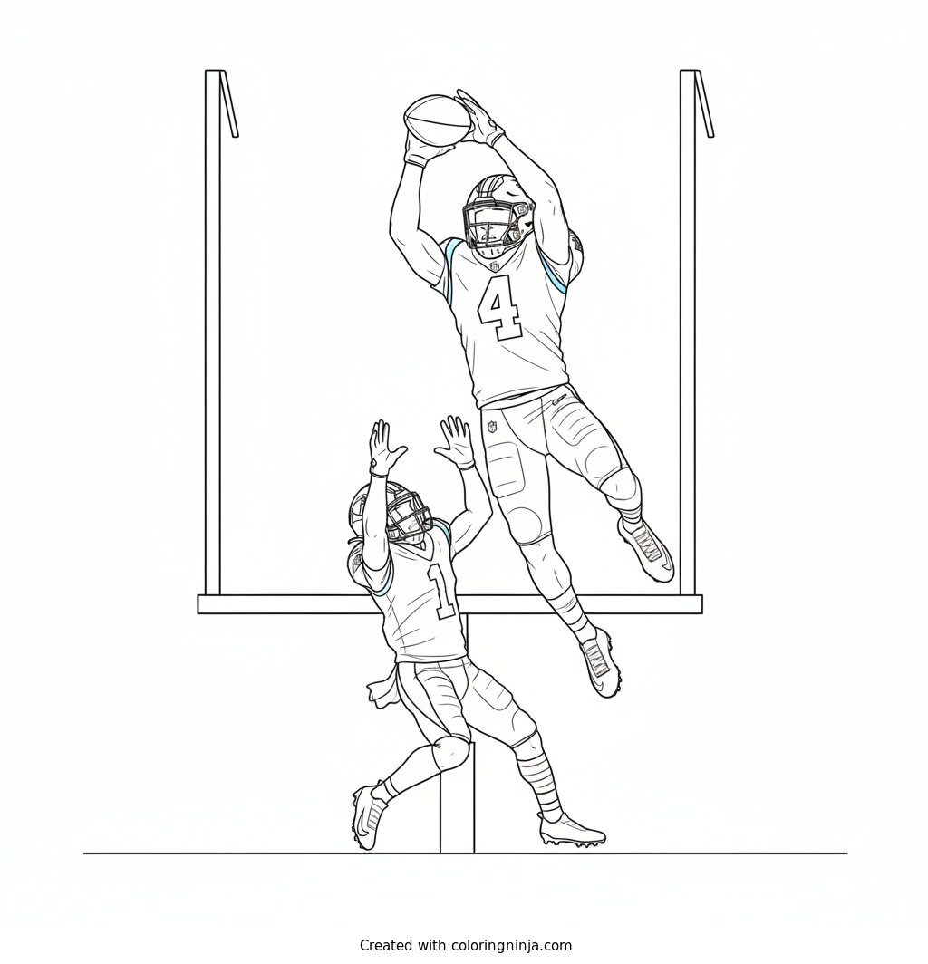 Tetairoa McMillan High Catch Coloring Page