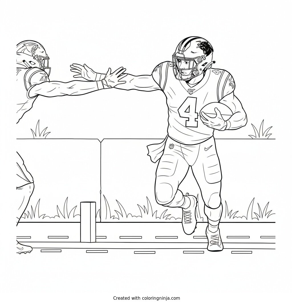 Tetairoa McMillan Sideline Sprint Coloring Page