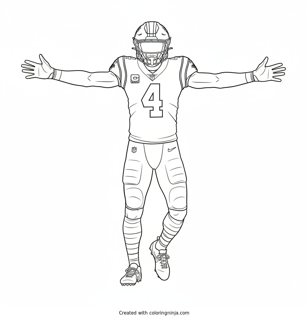 Tetairoa McMillan Touchdown Celebration Coloring Page