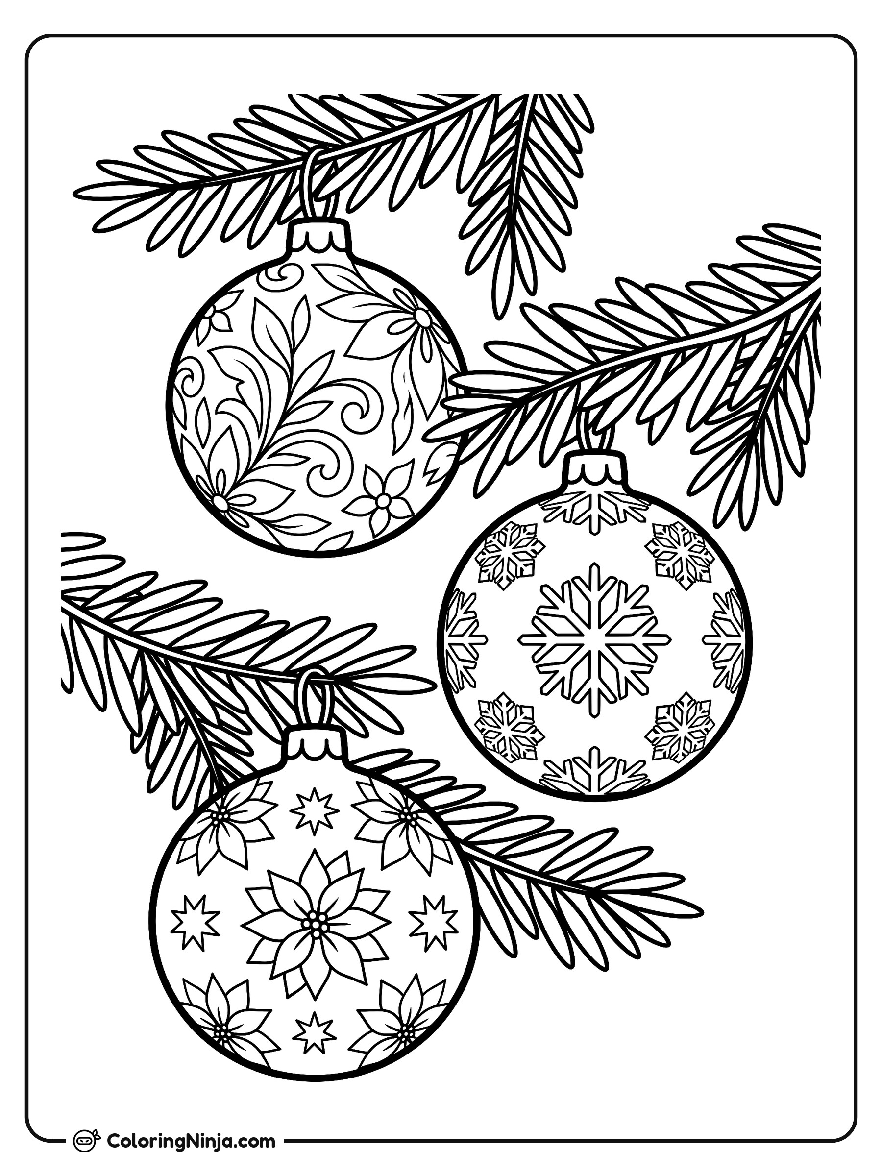 Esferas Navideñas de Cristal Detalladas: dibujo para colorear
