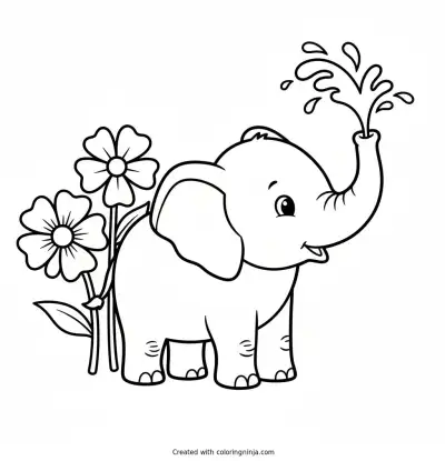 Baby Elephant Coloring Page