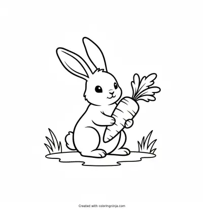 Bunny With A Carrot Coloring Page