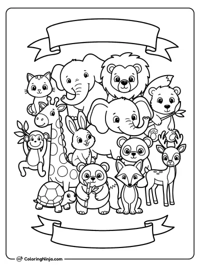 Grupo de tiernos animales de la naturaleza