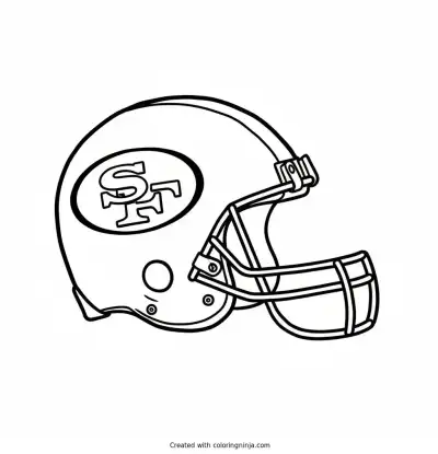 A coloring page of 49ers football helmet