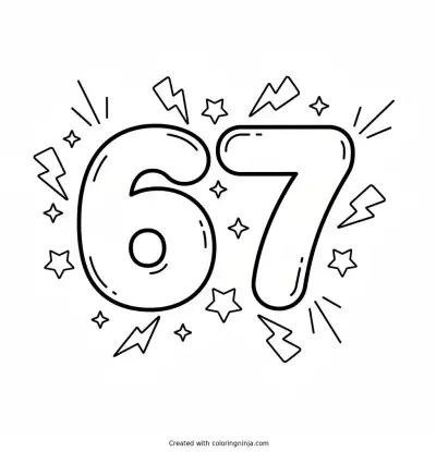 6 7 Bubble Numbers Coloring Page