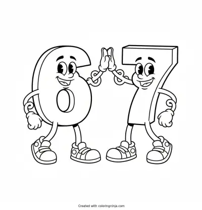 6 7 Number Buddies Coloring Page