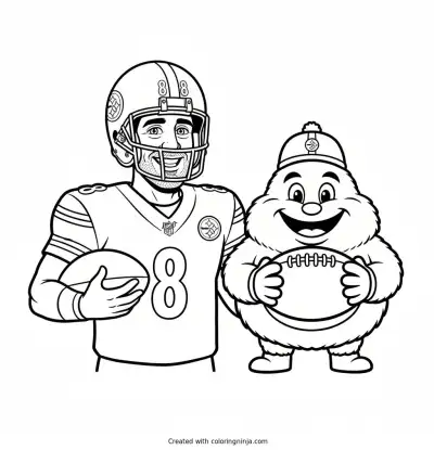Aaron Rodgers Cartoon Quarterback Mascot Coloring Page