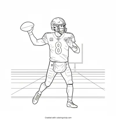 Aaron Rodgers Throwing Deep Pass Coloring Page