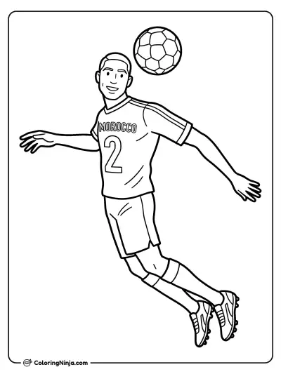 Achraf Hakimi Heading The Ball Coloring Page