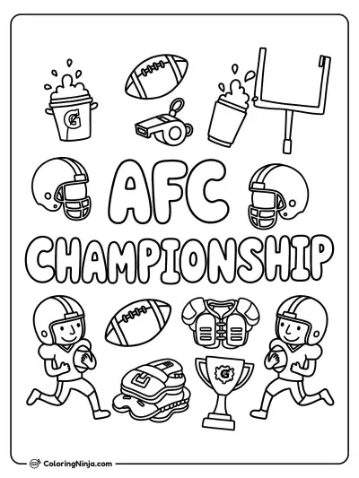 AFC Championship Football Fun Coloring Page