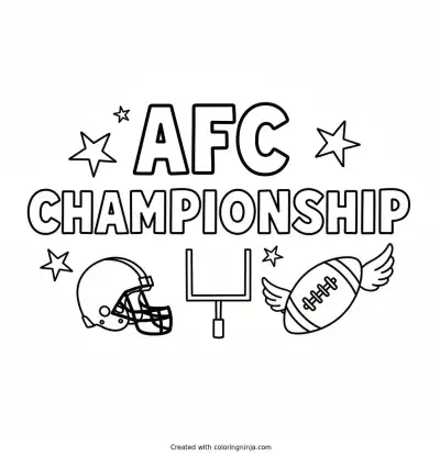 A coloring page of AFC Championship in big blocky letters