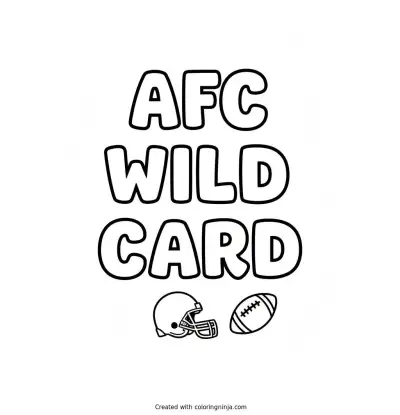 A coloring page of AFC Wild Card in big blocky letters spread out