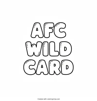 A coloring page of AFC Wild Card in big blocky letters