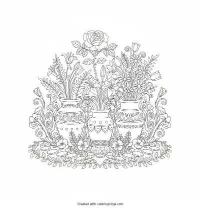 A Garden Full of Flowers Coloring Page